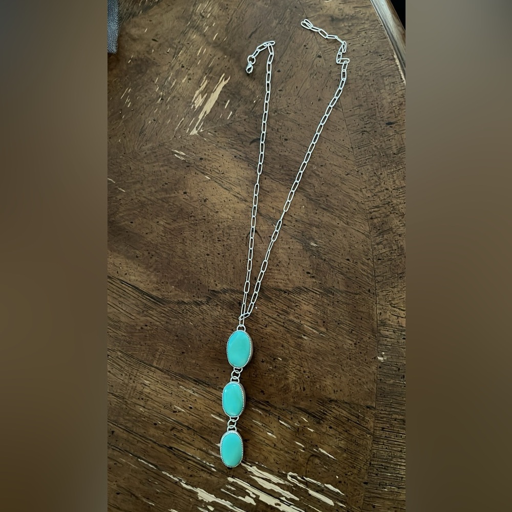 Handmade turquoise lariat necklace